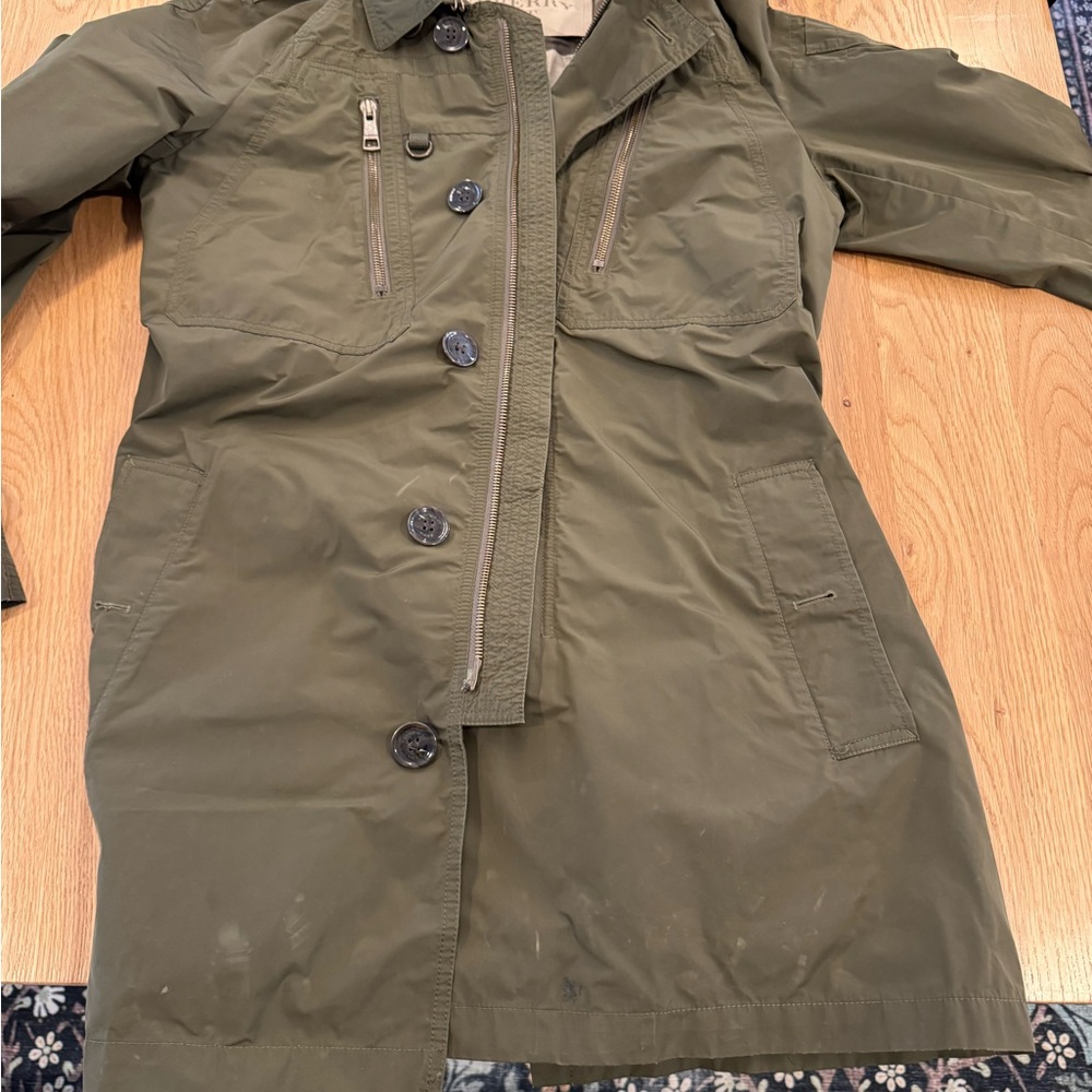 Olive Green Burberry Brit Men's Trench Coat